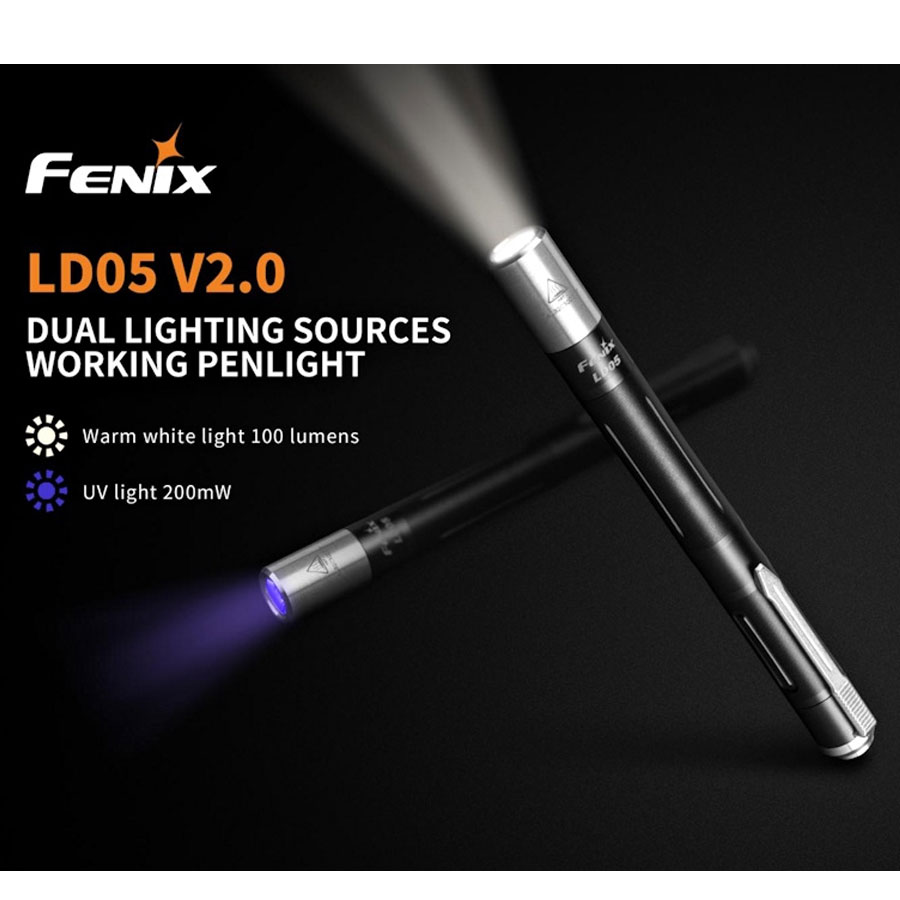 Fenix LD05 V2.0 LED Taschenlampe mit UV Licht inklusive 2 Stück Micro AAA Batterien Alkaline