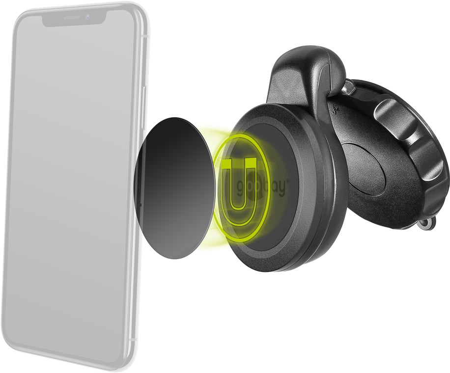 Goobay Magnethalterung fürs Smartphone - zur einfachen und sicheren Befestigung im Fahrzeug (Scheibenmontage)