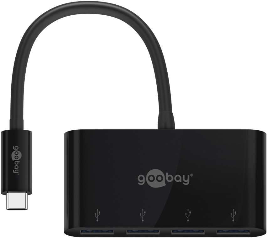 Goobay 4-fach USB-C™ Multiport-Adapter - gleichzeitiger Anschluss von 4x USB 3.0 A Buchse auf USB-C™ Stecker