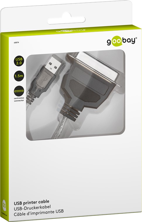 Goobay USB-Druckerkabel Transparent - USB 2.0-Stecker (Typ A) > Centronics-Stecker (36-Pin)