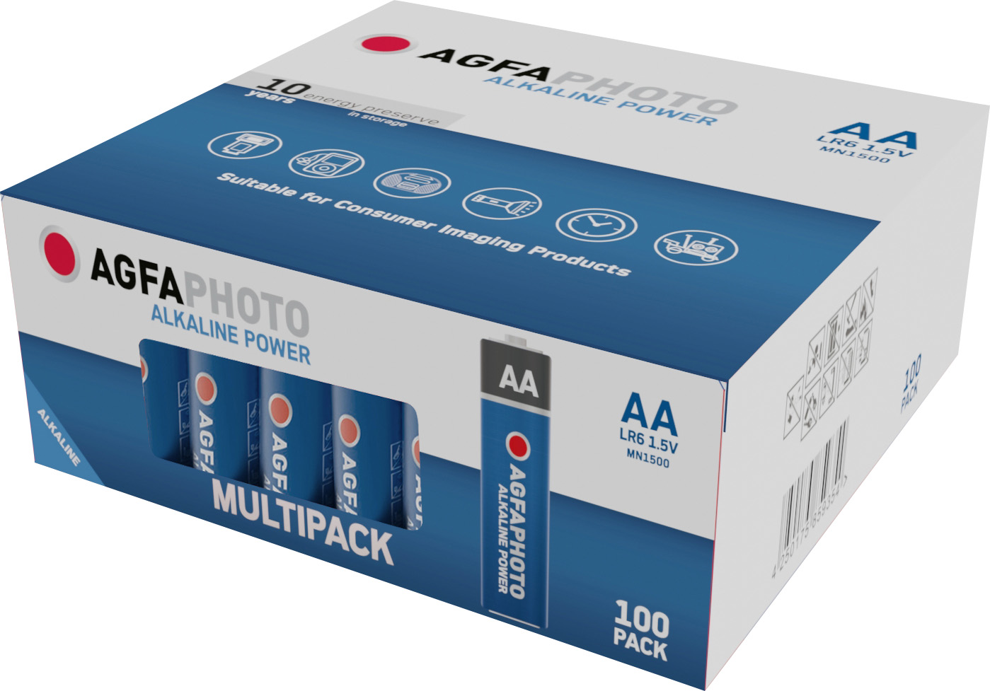 Agfaphoto Batterie Alkaline, Mignon, AA, LR06, 1.5V Power, Retail Box (100-Pack)