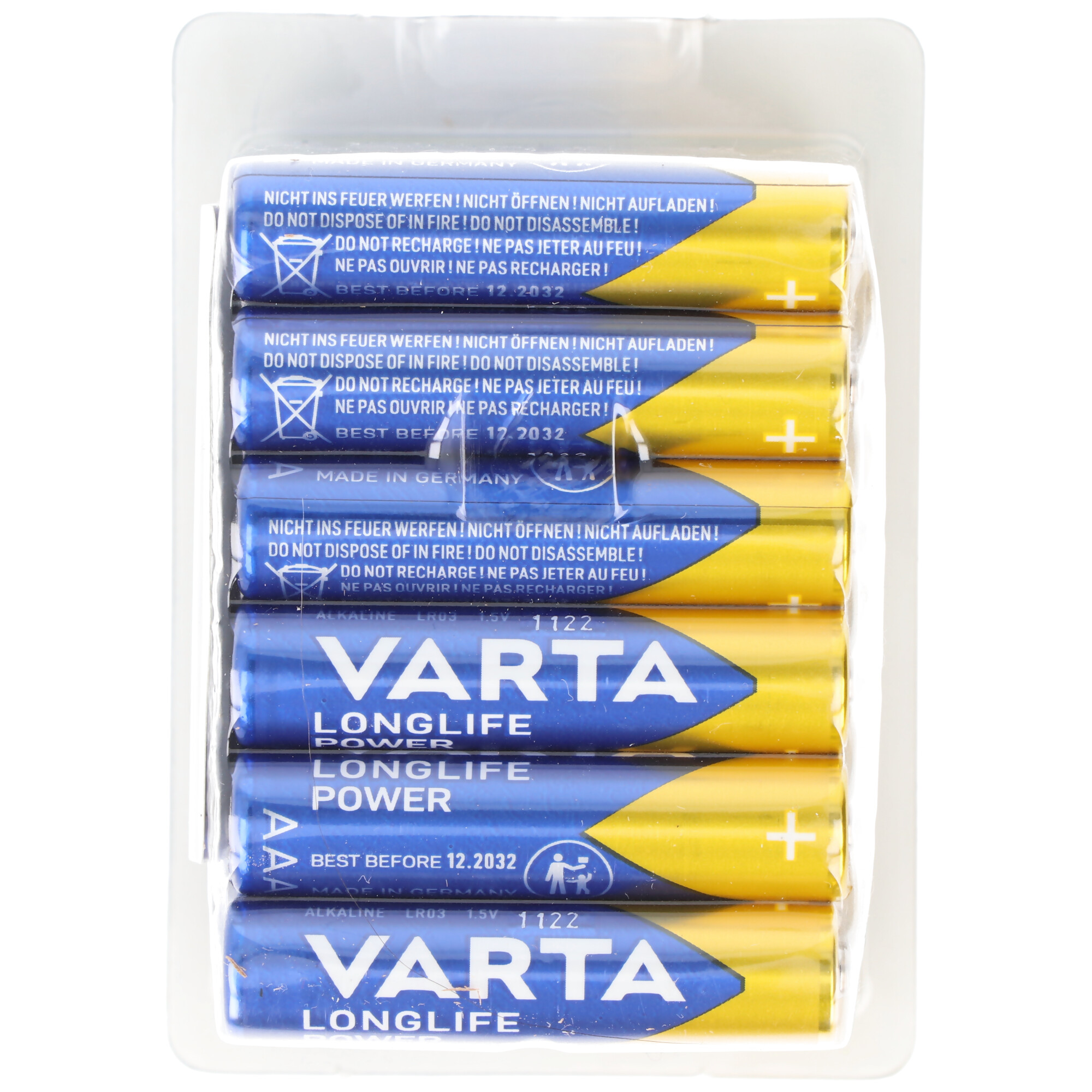 Varta Batterie Alkaline, Micro, AAA, LR03, 1.5V Longlife Power, Retail Box (24-Pack)