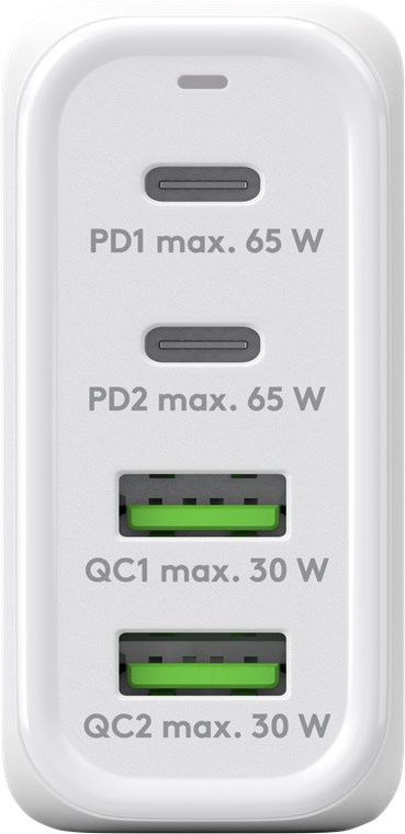 Goobay USB-C™ PD Multiport-Schnellladegerät (68 W) weiß - 2x USB-C™-Anschlüsse (Power Delivery) und 2x USB-A-Anschlüsse (Quick Charge) - weiß