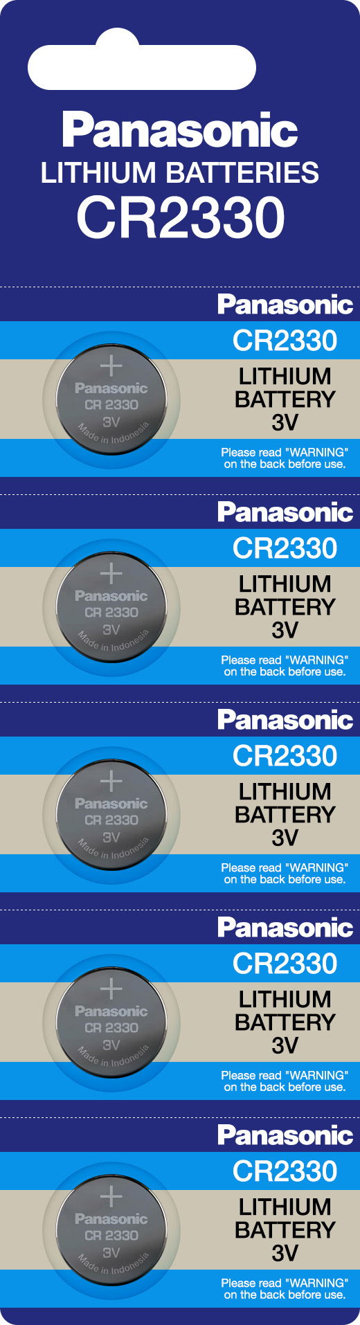 Panasonic Batterie Lithium, Knopfzelle, CR2330, 3V Electronics, Lithium Power, Retail Blister (5-Pack)