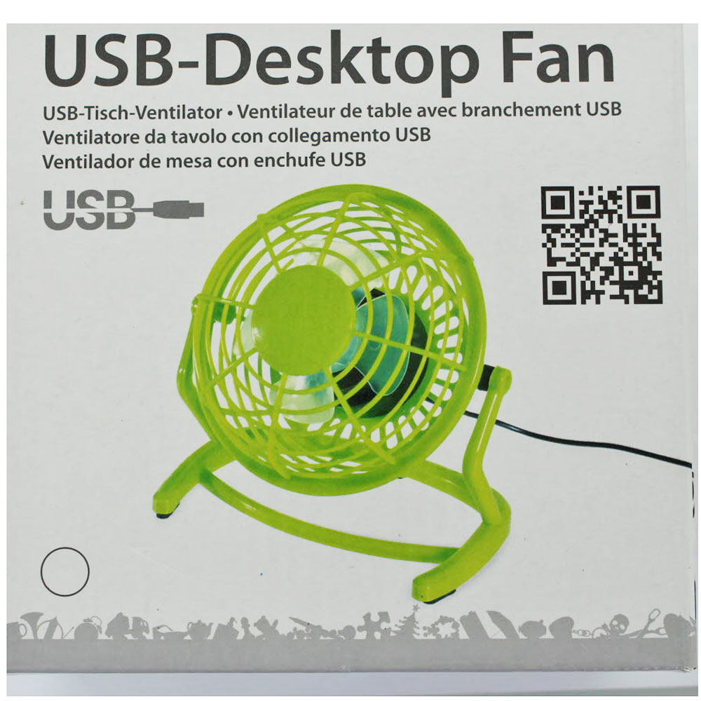 USB Ventilator für den Schreibtisch, einfach über USB anschließen, 160x150x100mm, farblich sortiert