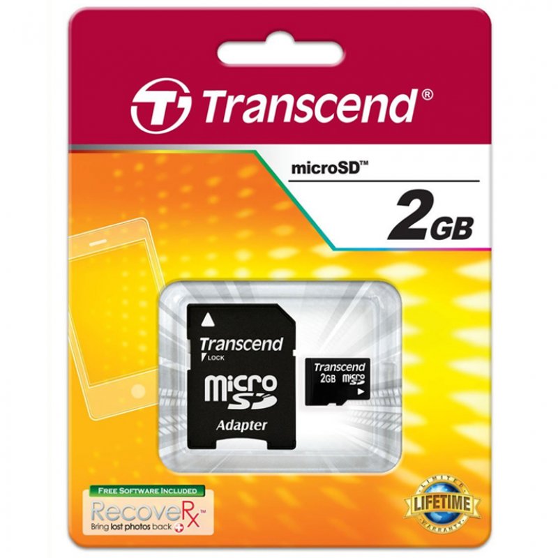 Transcend MicroSD Karte 2GB und SD Adapter
