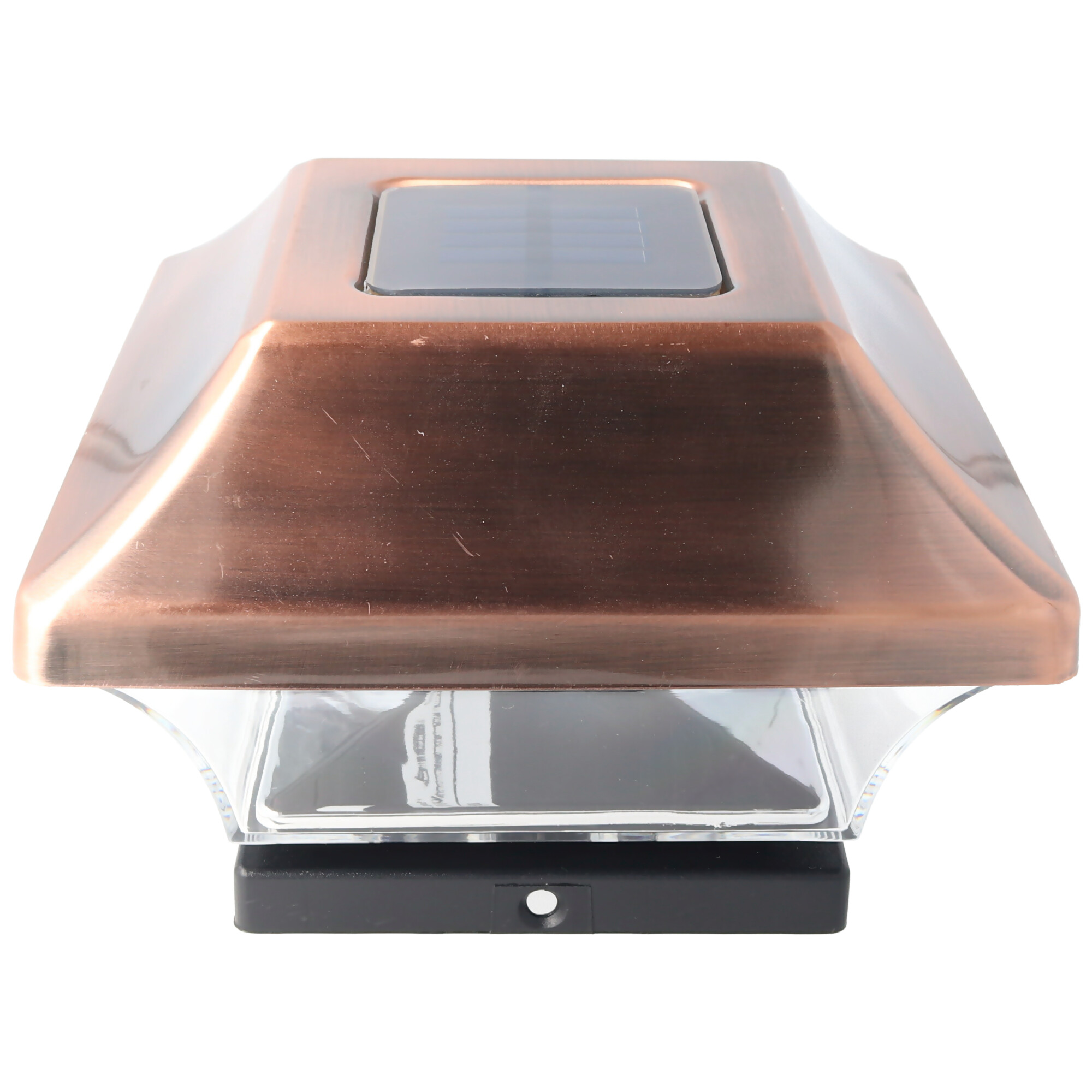 Zaunpfostenleuchte Solar LED Leuchte für Zaunpfähle, Garten Pfostenkappen, Zaunpfosten GL067COP mit 2 Adaptern in Kupfer Design und Kunststoff