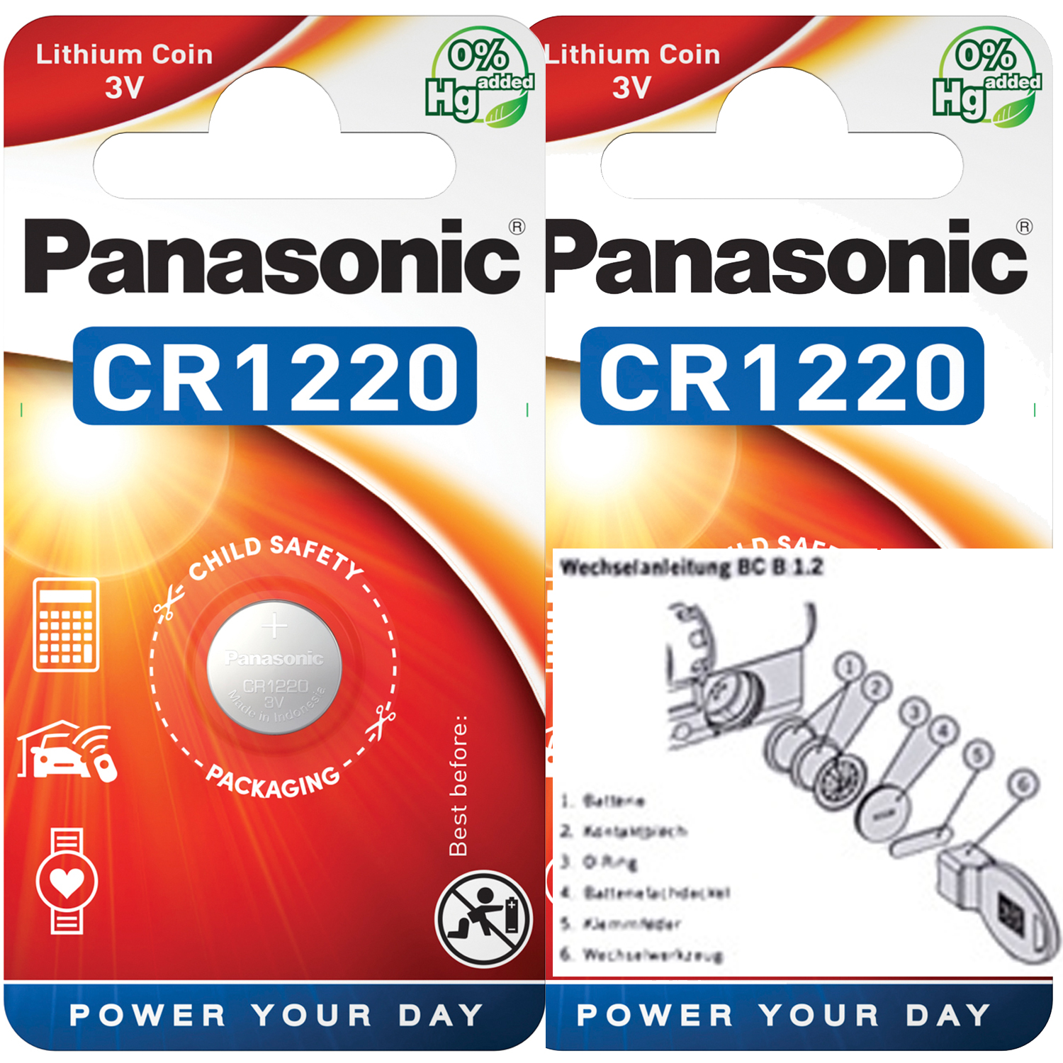 Panasonic CR1220  Lithium Batterie passend für die Batterien blueCompact zum Winkhaus Schließmechanismuss