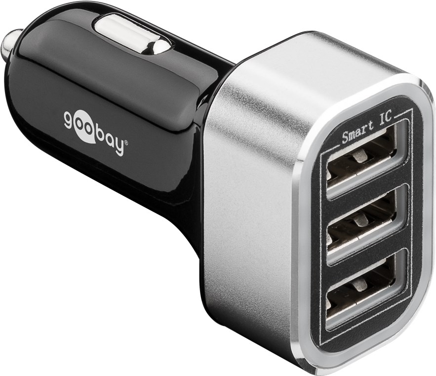 USB Auto Ladegerät mit drei USB-Ports, max. 16,5 W, lädt Geräte am Zigarettenanzünder mit bis zu 5,5A