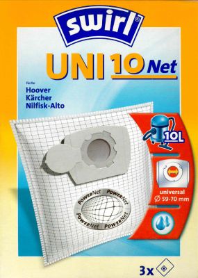 Swirl Universal-Staubsaugerbeutel UNI10net, verstärkt, 10-20cm, Ø59-70mm für Kärcher, Hoover, Nilfisk-Qalto und Swirl Staubsauger