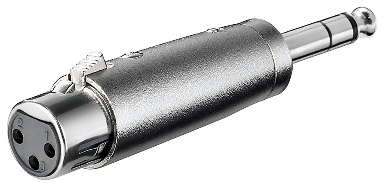 Goobay XLR-Adapter, AUX-Klinke 6,35 mm, Stereo-Stecker zu XLR-Buchse - 1x XLR-Buchse (3-polig) > 1x 6,35-mm-Klinkenstecker (4-polig, stereo)