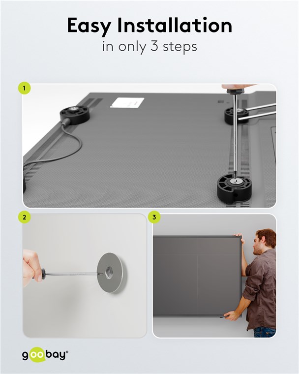 Goobay TV-Wandhalterung EasyMount Universal - Halterung für Fernseher von 37 bis 70 Zoll (94-178 cm) bis 50 kg mit flexiblen Kabelsystem
