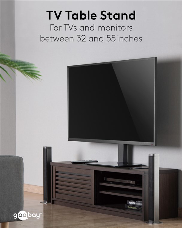 Goobay TV-Standfuß Basic Fix - Halterung für Fernseher und Monitore zwischen 32 und 55 Zoll (81-140 cm), schwenkbar