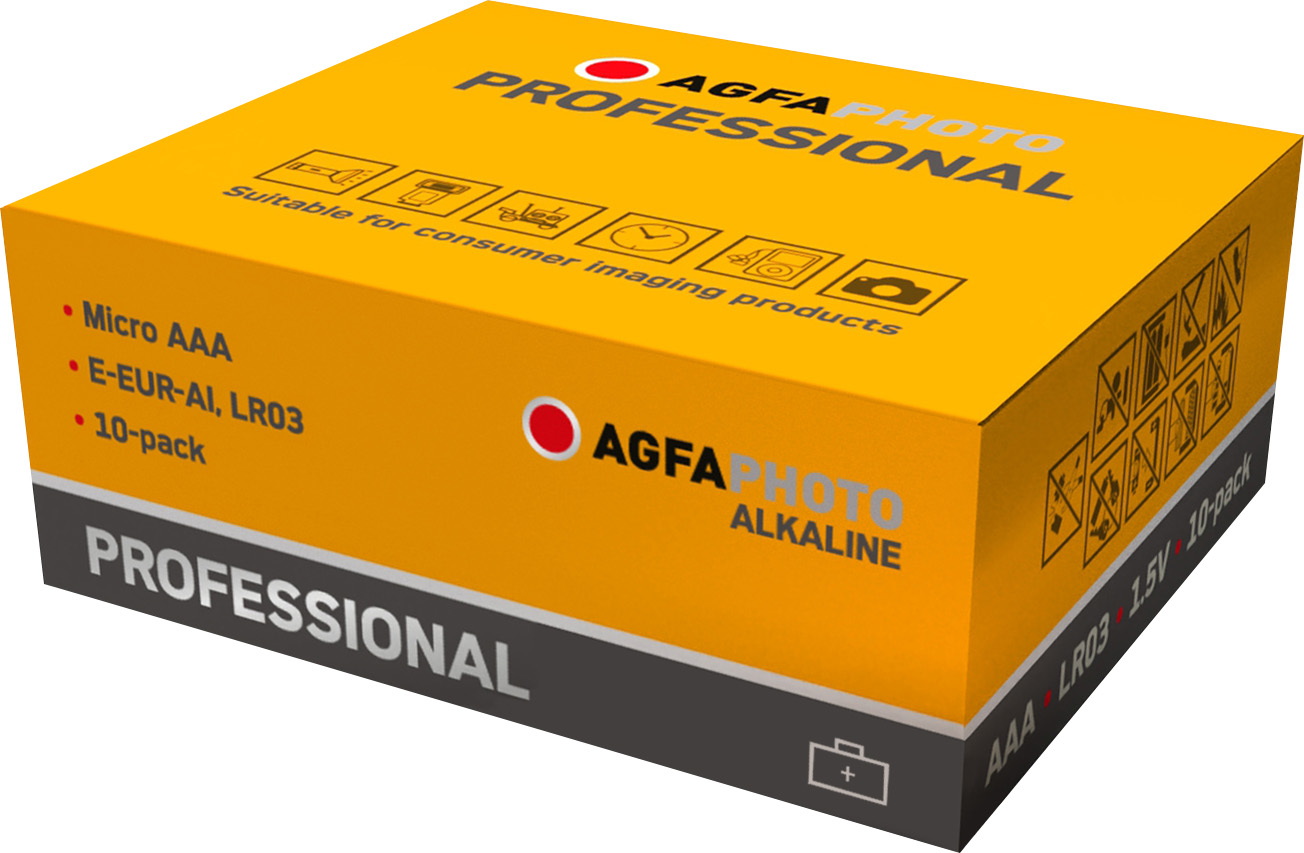 Agfaphoto Batterie Alkaline, Micro, AAA, LR03, 1.5V Professional, Retail Box (10-Pack)